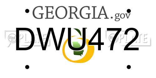 DWU472 Georgia License Plate