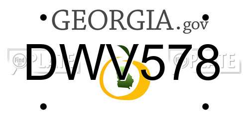 DWV578 Georgia License Plate