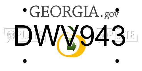 DWV943 Georgia License Plate