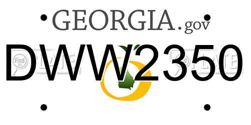 DWW2350 Georgia License Plate