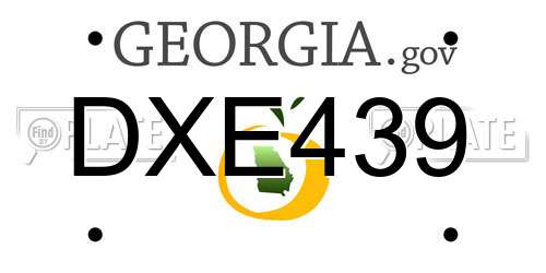 DXE439 Georgia License Plate