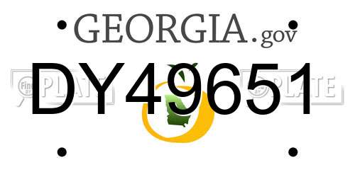 DY49651 Georgia License Plate