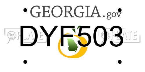 DYF503 Georgia License Plate