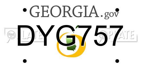 DYG757 Georgia License Plate