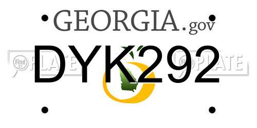 DYK292 Georgia License Plate