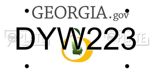 DYW223 Georgia License Plate