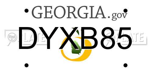 DYXB85 Georgia License Plate