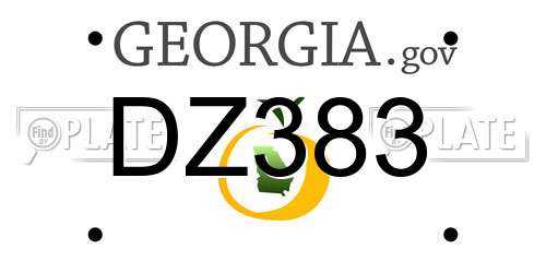 DZ383 Georgia License Plate