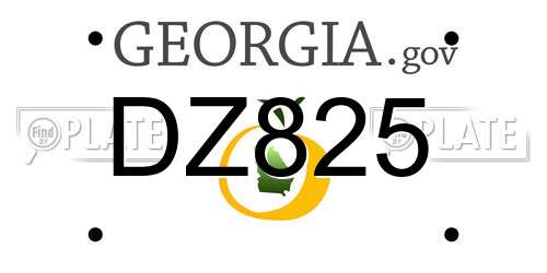 DZ825 Georgia License Plate