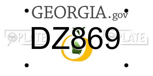 DZ869 Georgia License Plate