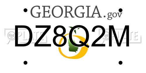 DZ8Q2M Georgia License Plate