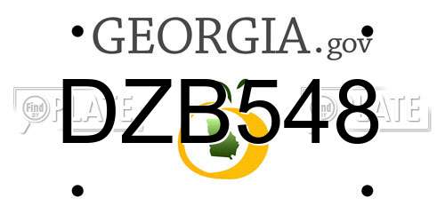 DZB548 Georgia License Plate