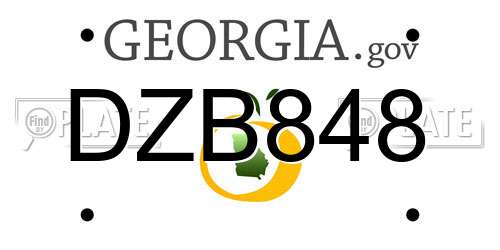 DZB848 Georgia License Plate
