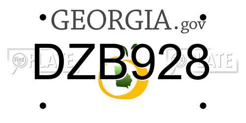 DZB928 Georgia License Plate