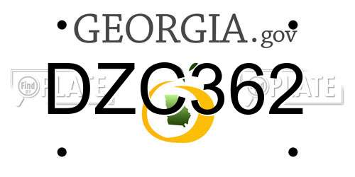 DZC362 Georgia License Plate