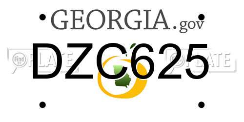 DZC625 Georgia License Plate