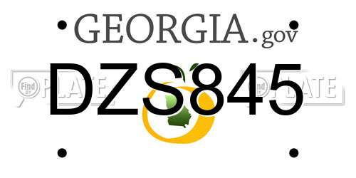 DZS845 Georgia License Plate