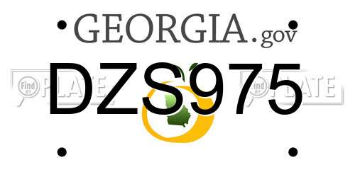 DZS975 Georgia License Plate