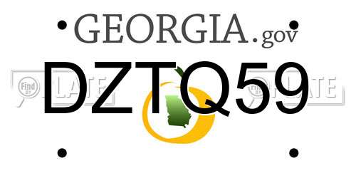 DZTQ59 Georgia License Plate
