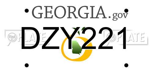 DZY221 Georgia License Plate