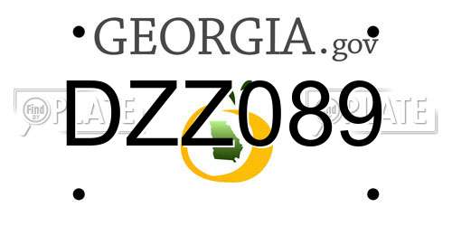 DZZ089 Georgia License Plate