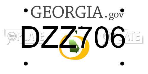 DZZ706 Georgia License Plate