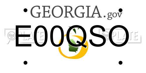 E00QSO Georgia License Plate