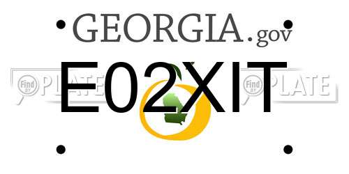E02XIT Georgia License Plate