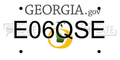 E06QSE Georgia License Plate