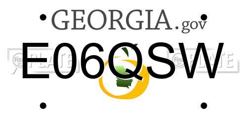 E06QSW Georgia License Plate