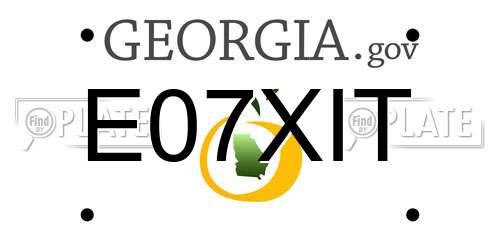 E07XIT Georgia License Plate