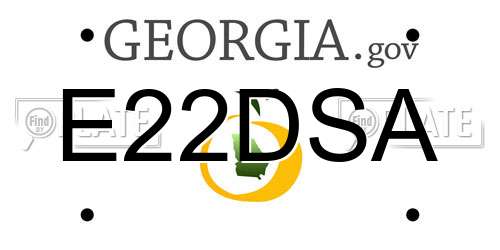 E22DSA Georgia License Plate