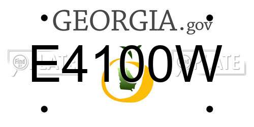 E4100W Georgia License Plate