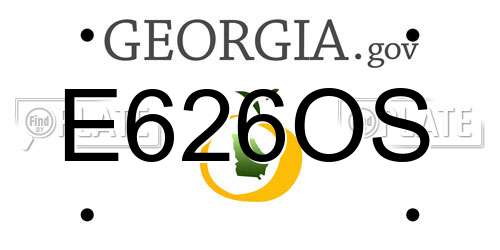 E626OS Georgia License Plate