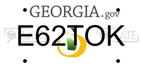 E62TOK Georgia License Plate