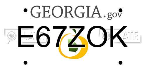 E67ZOK Georgia License Plate