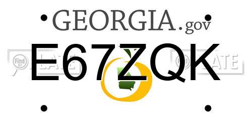 E67ZQK Georgia License Plate