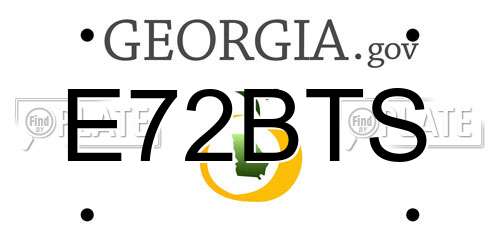 E72BTS Georgia License Plate