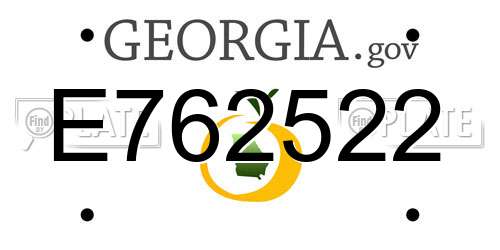 E762522 Georgia License Plate
