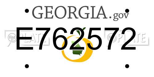 E762572 Georgia License Plate