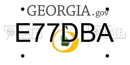 E77DBA Georgia License Plate
