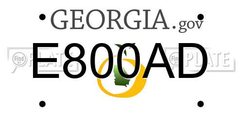 E800AD Georgia License Plate