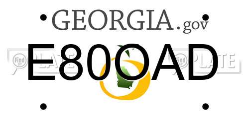 E80OAD Georgia License Plate