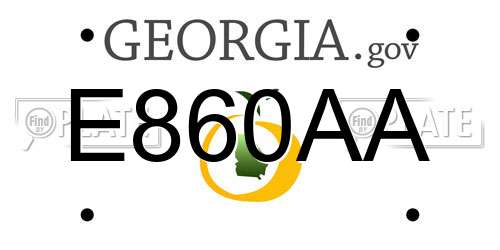 E860AA Georgia License Plate