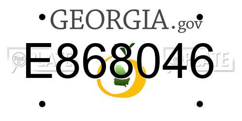 E868046 Georgia License Plate