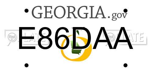 E86DAA Georgia License Plate