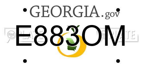 E883OM Georgia License Plate