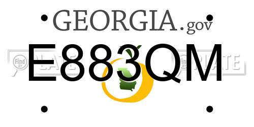 E883QM Georgia License Plate