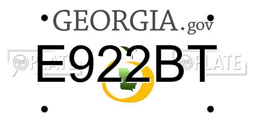 E922BT Georgia License Plate