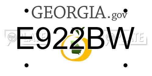 E922BW Georgia License Plate